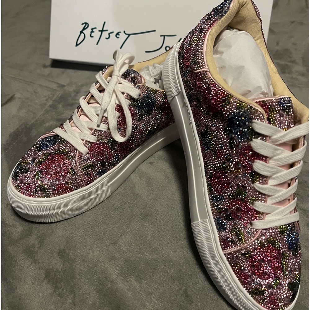 Brand New (still in plastic and box) Betsy Johnson sparkling tennis shoes 8.5